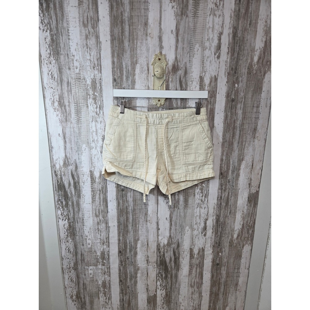 Old Navy Womens Cream Textured Cotton Drawstring Utility Shorts Size Small